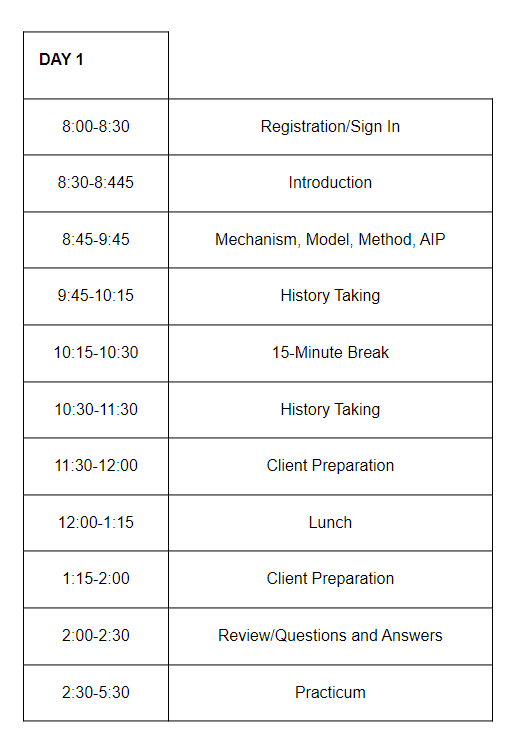 Event itinerary with sessions