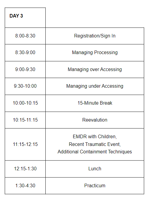 Day 3 workshop schedule