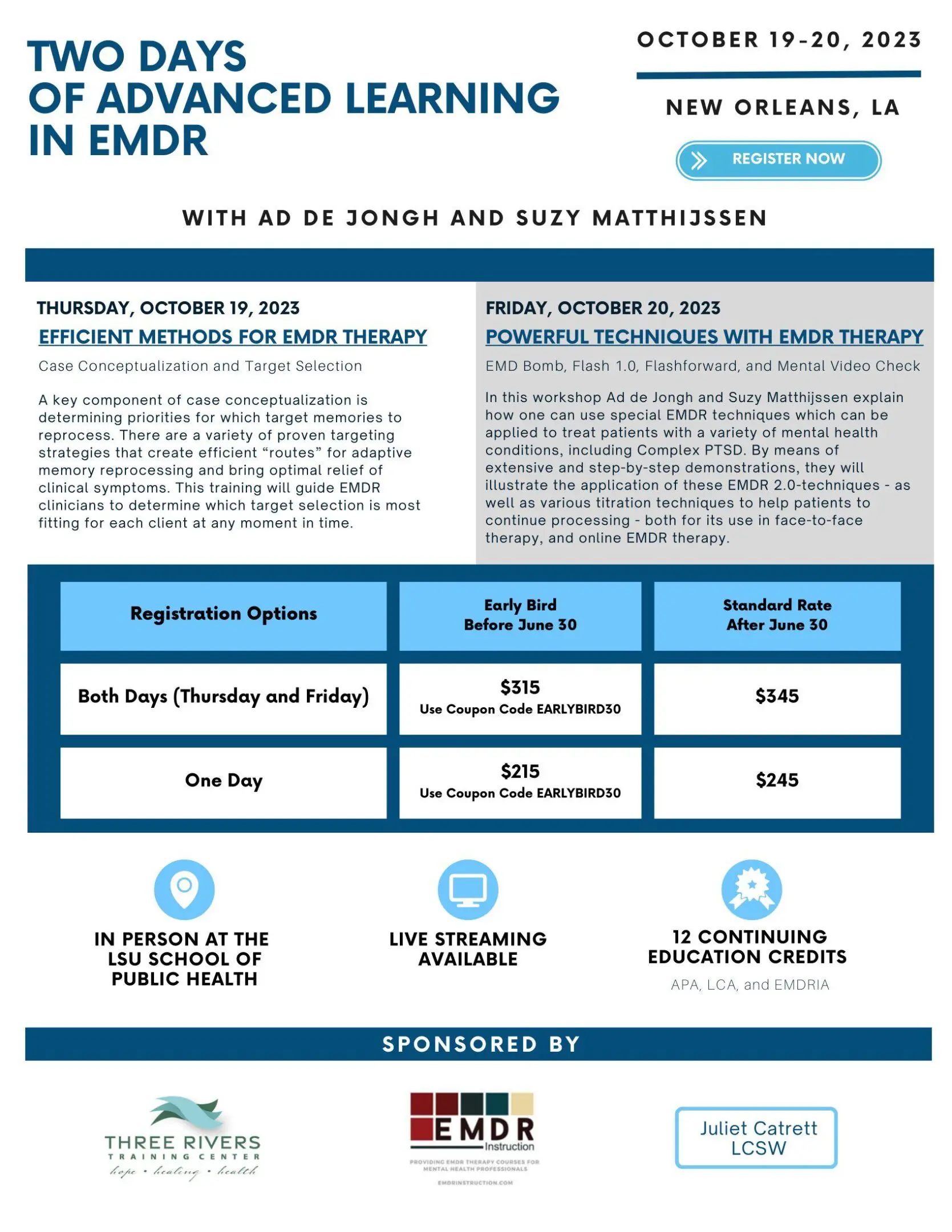 EMDR advanced learning event flyer